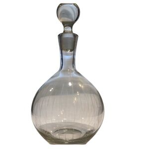 Bulbous Wine Decanter Stripes Bulbous Stopper Crystal Heavy Wide Base No Chips